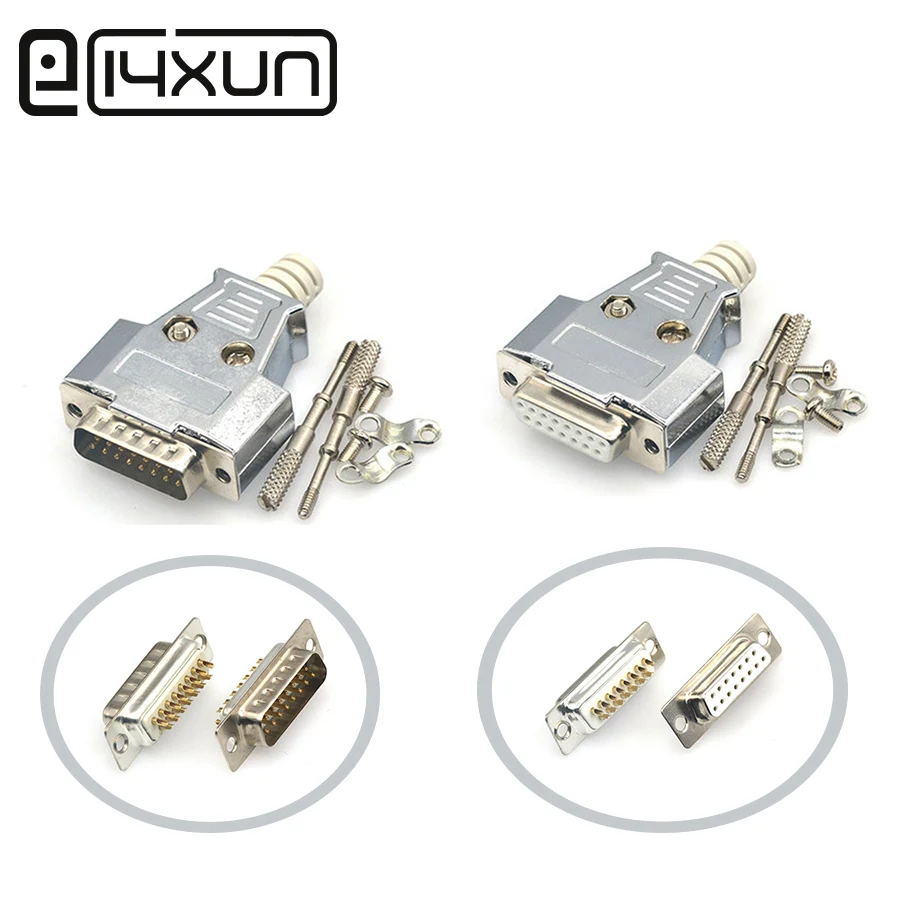 EClyxun 1pcs DB15 15P Gold-plated Pin Parallel VGA Port Adapter Male Female Plug Jack Wire Welded Connector +Metal Shell Cover
EClyxun 1pcs DB15 15P Gold-plated Pin Parallel VGA Port Adapter Male Female Plug Jack Wire Welded Connector +Metal Shell Cover