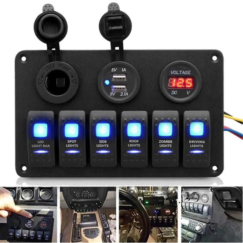 Waterproof ON-OFF 6-position rocker Rocker Switch Panel Car Marine Boat Circuit LED Breaker dual USB Multi-function panel switch
Waterproof ON-OFF 6-position rocker Rocker Switch Panel Car Marine Boat Circuit LED Breaker dual USB Multi-function panel switch