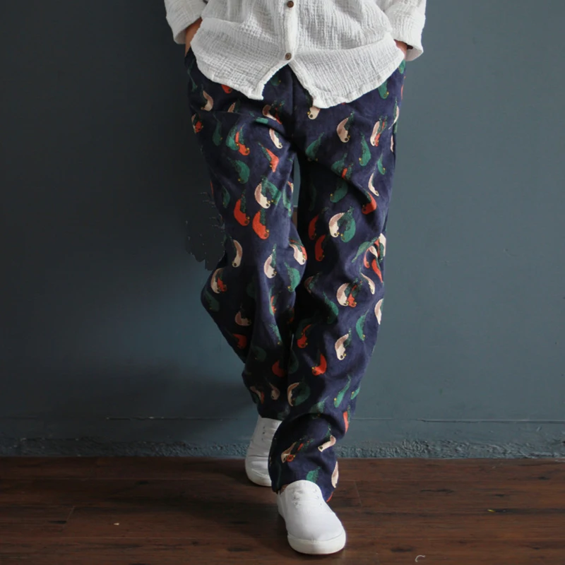 Johnature Women Trouser Print Bird Loose 2019 Spring New Warm Corduroy Casual Vintage Original Loose Cotton Linen Women Pants
Johnature Women Trouser Print Bird Loose 2019 Spring New Warm Corduroy Casual Vintage Original Loose Cotton Linen Women Pants