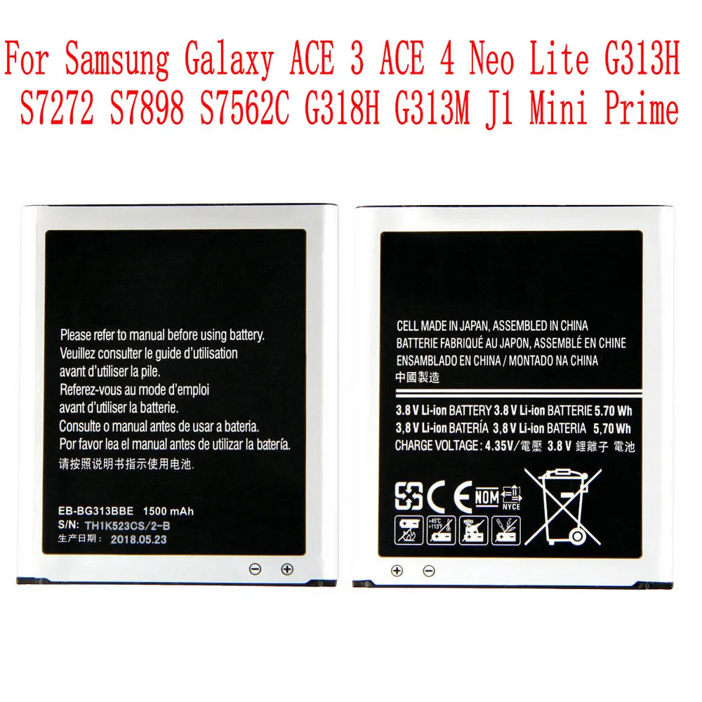 Original EB-BG313BBE 2000mAh battery For Samsung Galaxy ACE 3 ACE 4 Neo Lite G313H S7272 S7898 S7562C G318H G313M J1 Mini Prime
Original EB-BG313BBE 2000mAh battery For Samsung Galaxy ACE 3 ACE 4 Neo Lite G313H S7272 S7898 S7562C G318H G313M J1 Mini Prime
