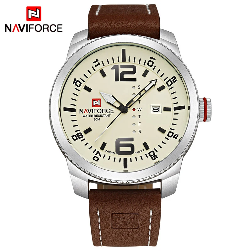 Фото 2017 Top Luxury Brand NAVIFORCE Men Military Sports Watches Men's Quartz Date Clock Man Leather Wrist Watch Relogio Masculino | Наручные