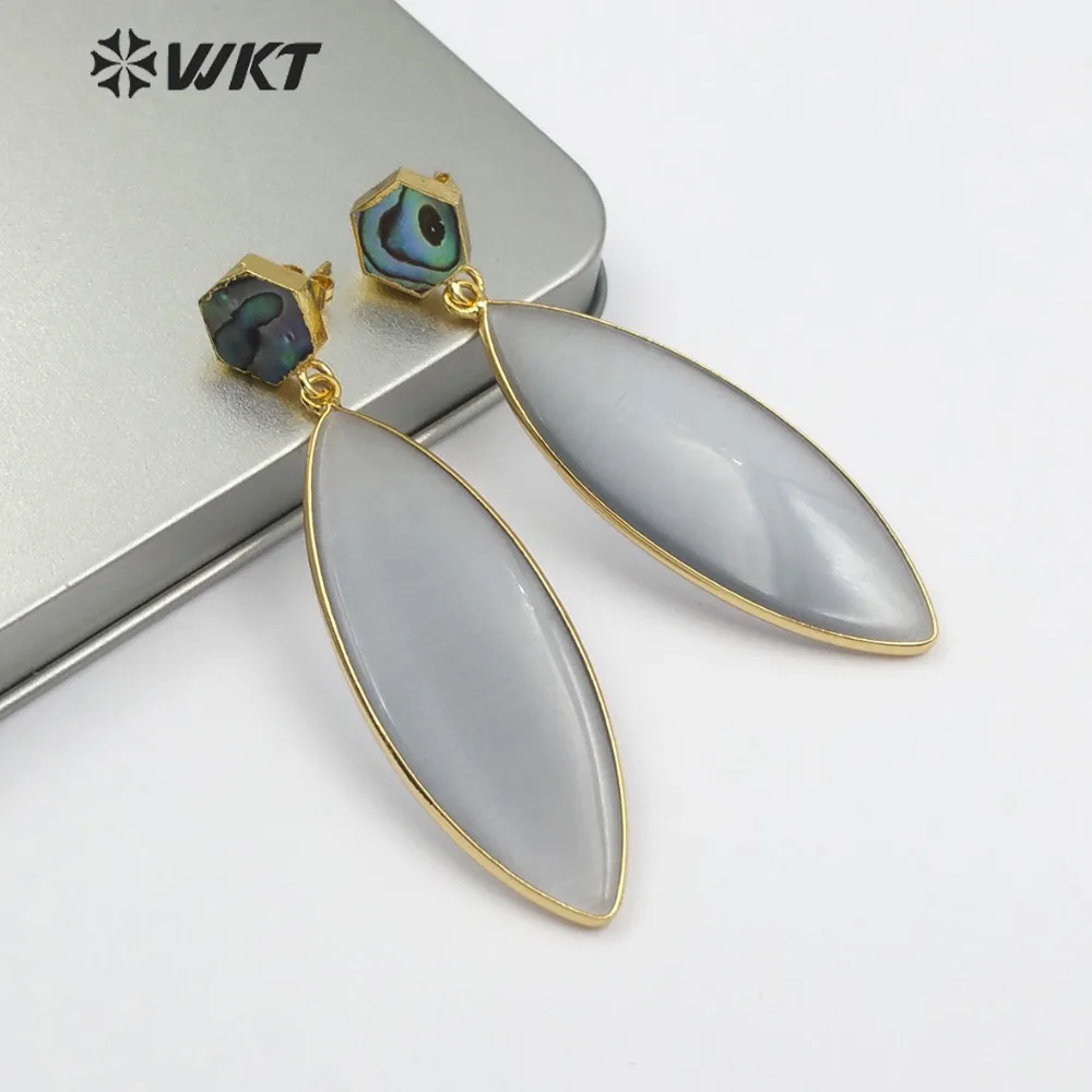 WT-E488 Pink Mint Green Grey Color Cat Eye Decorated Abalone Shell Stud With Gem-stones Dangling Earring Boho Jewelry For Women
WT-E488 Pink Mint Green Grey Color Cat Eye Decorated Abalone Shell Stud With Gem-stones Dangling Earring Boho Jewelry For Women