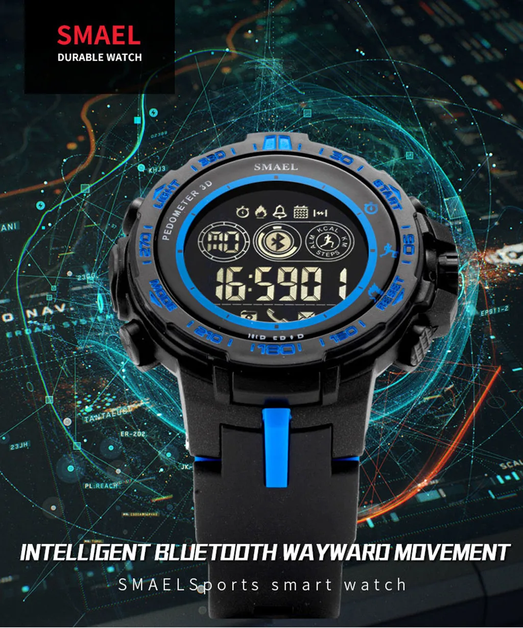 Bluetooth Smart Sport Men's Watch Style Clock Call Calorie sport watch Electronic digital Watch gifts Men's wrist luminous watch
Bluetooth Smart Sport Men's Watch Style Clock Call Calorie sport watch Electronic digital Watch gifts Men's wrist luminous watch
