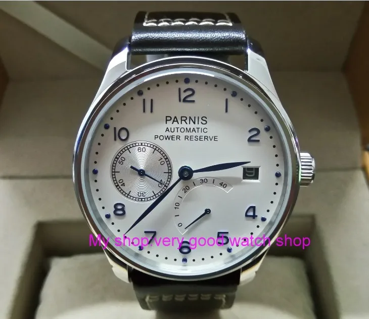 43mm PARNIS White dial power reserve Automatic Self-Wind Mechanical movement Auto Date men's watch zdgd185a
43mm PARNIS White dial power reserve Automatic Self-Wind Mechanical movement Auto Date men's watch zdgd185a