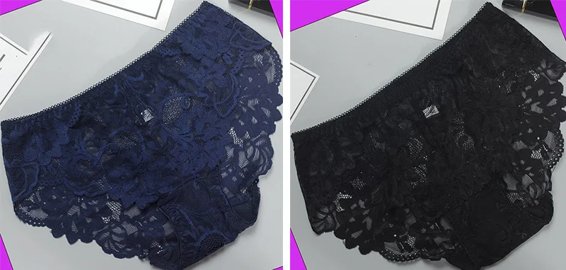 Jerrinut Full Lace Panty For Women Plus Size XL XXL XXXL XXXXL Briefs Underwear Lingerie Intiamtes Transparent Mid Waist Panties3