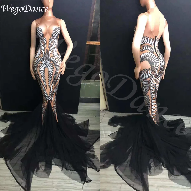 new sexy woman Black Mesh Trains Long Dress Performance Stretch Dance Birthday Celebrate Outfit Nightclub Party Singer Costume
new sexy woman Black Mesh Trains Long Dress Performance Stretch Dance Birthday Celebrate Outfit Nightclub Party Singer Costume