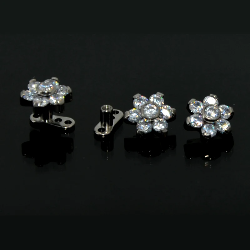Showlove-1pcs Titanium & Zircon Flower Surgical Steel Internally Thread Dermal Anchor Body Jewelry
Showlove-1pcs Titanium & Zircon Flower Surgical Steel Internally Thread Dermal Anchor Body Jewelry