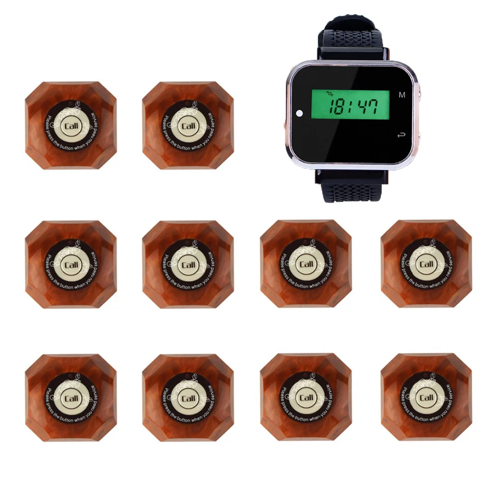 4 Color 433.92MHz Restaurant Pager Wireless Calling System 1 Watch Receiver + 10 Call Button Catering Equipments F3293
4 Color 433.92MHz Restaurant Pager Wireless Calling System 1 Watch Receiver + 10 Call Button Catering Equipments F3293
