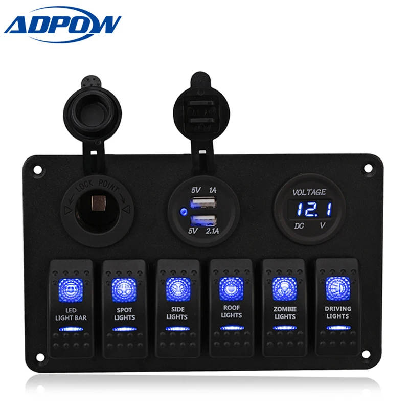 6 Gang LED Car Boat Rocker Switch Panel Auto Car Switche Panel LED Boat Switch Panel Dual USB Cigarette Lighter Socket Voltmeter
6 Gang LED Car Boat Rocker Switch Panel Auto Car Switche Panel LED Boat Switch Panel Dual USB Cigarette Lighter Socket Voltmeter