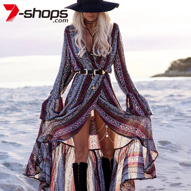 Boho Beach Women Dress Tunic Long Dress V-Neck Summer Sundresses Maxi Dresses Sexy Female Long Sleeves Retro Ladies Dresses 2021
Boho Beach Women Dress Tunic Long Dress V-Neck Summer Sundresses Maxi Dresses Sexy Female Long Sleeves Retro Ladies Dresses 2021