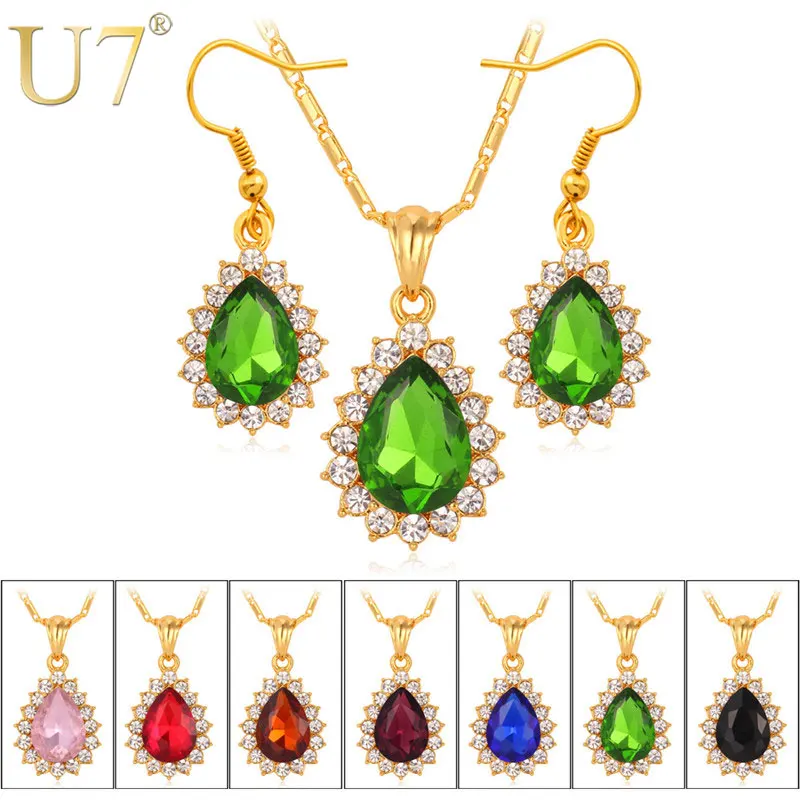 U7 Crystal Jewelry Set Wholesale Gold Color Water Drop Multicolor Necklace Earrings Set For Women Gift S497
U7 Crystal Jewelry Set Wholesale Gold Color Water Drop Multicolor Necklace Earrings Set For Women Gift S497