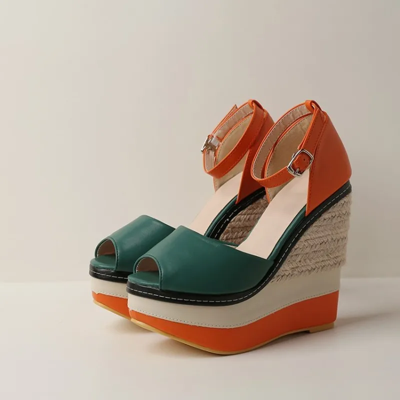 Womens Peep Toe Platform Wedge Super High Heel Rainbow Colors Ankle Buckle Shoes Pumps Match-color New Fashion A1218
Womens Peep Toe Platform Wedge Super High Heel Rainbow Colors Ankle Buckle Shoes Pumps Match-color New Fashion A1218