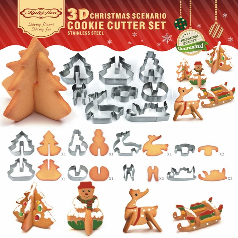 8PCS/ Set DIY Stainless Steel Bakeware 3D Christmas Cookie Cutter Biscuit Mold Fondant Cake Decorating Tools
8PCS/ Set DIY Stainless Steel Bakeware 3D Christmas Cookie Cutter Biscuit Mold Fondant Cake Decorating Tools
