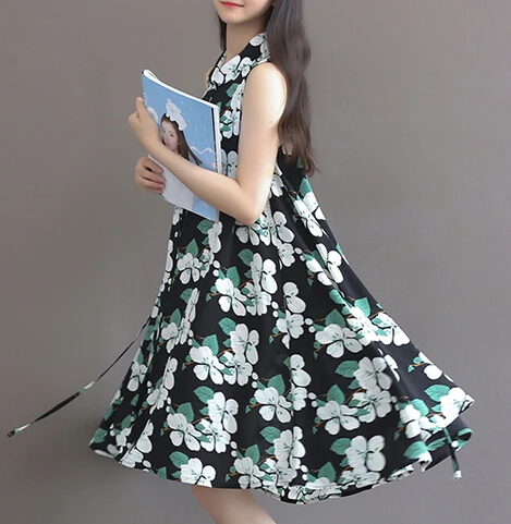 M-4XL Summer loose Dress plus size clothing elegant vintage Floral Print Dress Women sleeveless chiffon Dress Turn Down Collar
M-4XL Summer loose Dress plus size clothing elegant vintage Floral Print Dress Women sleeveless chiffon Dress Turn Down Collar
