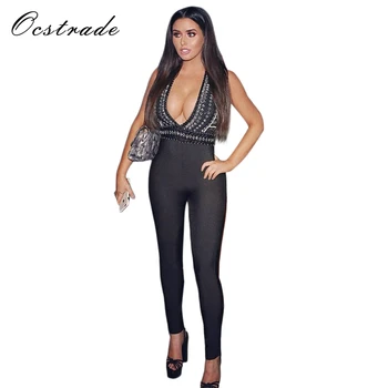 Free Shipping Fashion Women Sexy Deep v Hollow Out Black Bodycon Bandage Jumpsuit HL with Embellishments
Free Shipping Fashion Women Sexy Deep v Hollow Out Black Bodycon Bandage Jumpsuit HL with Embellishments
