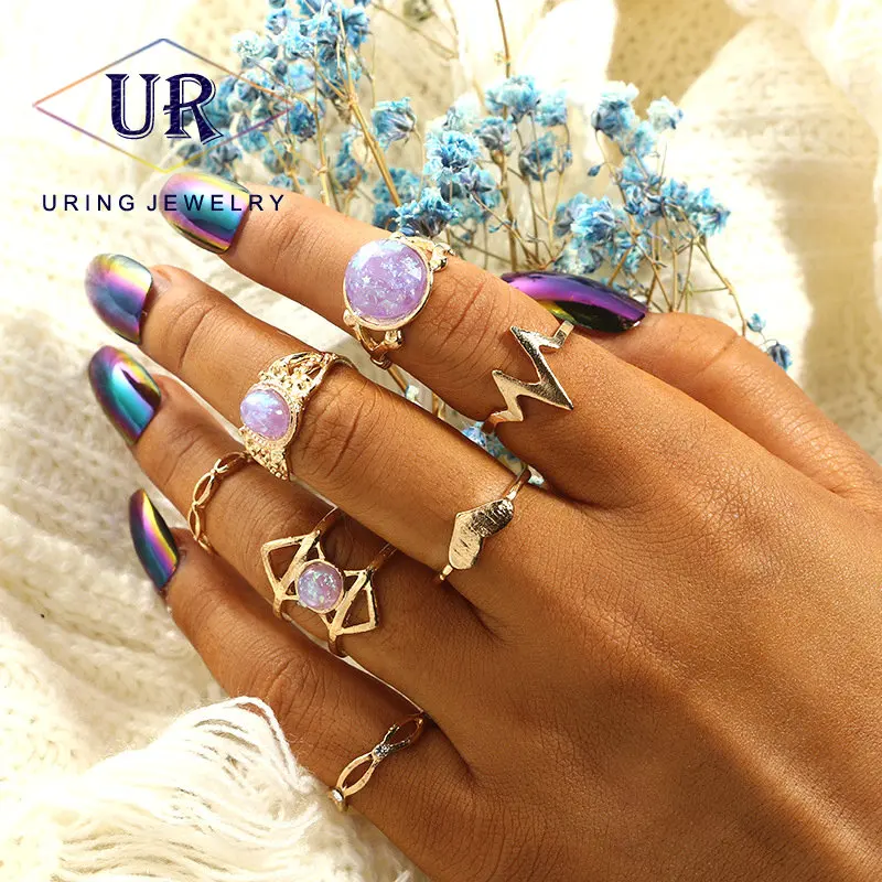 7PCS Midi Rings Set For Women Romantic Pink Crystal Geometric Knuckle Rings Gold Color Heart Shaped Fashion Jewelry Gift KB387
7PCS Midi Rings Set For Women Romantic Pink Crystal Geometric Knuckle Rings Gold Color Heart Shaped Fashion Jewelry Gift KB387