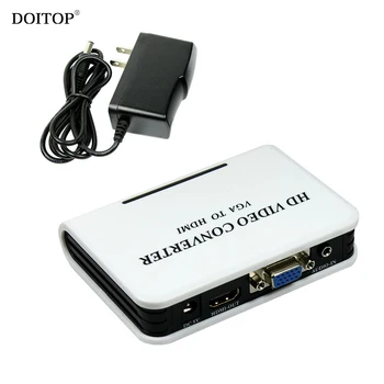 DOITOP Full HD 1080P VGA to HDMI HD TV Video Converter VGA2HDMI Digital Video Adapter Box for TV Laptop PC Tablet
