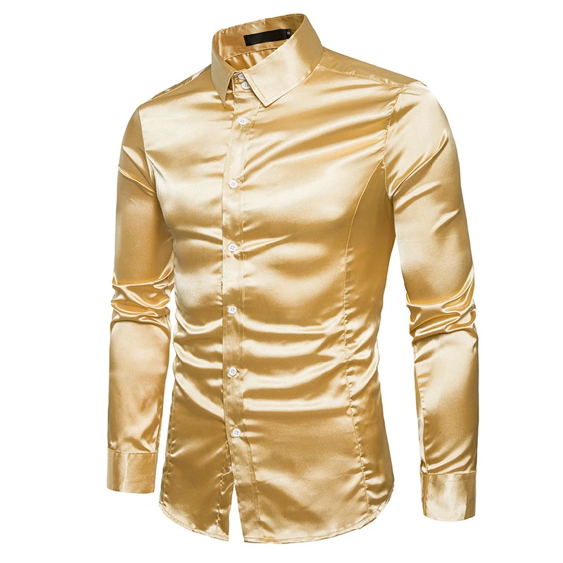 2019 New Men's Silk Shirt Autumn Casual Business Tuxedo Men Shirt Cotton Satin Shiny Gold Wedding Slim Fit Men Long Sleeve Shirt
2019 New Men's Silk Shirt Autumn Casual Business Tuxedo Men Shirt Cotton Satin Shiny Gold Wedding Slim Fit Men Long Sleeve Shirt