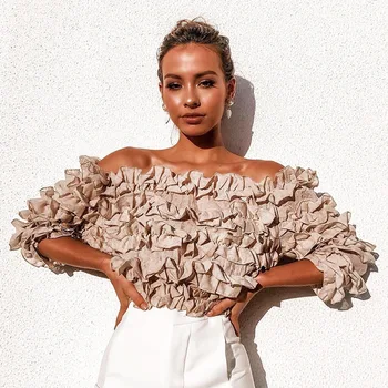 Fashion Pleated shirt Blouse Women Tops 2019 Summer female Retro Sexy Ruffled lace off shoulder elegant beach blouse shirt
Fashion Pleated shirt Blouse Women Tops 2019 Summer female Retro Sexy Ruffled lace off shoulder elegant beach blouse shirt