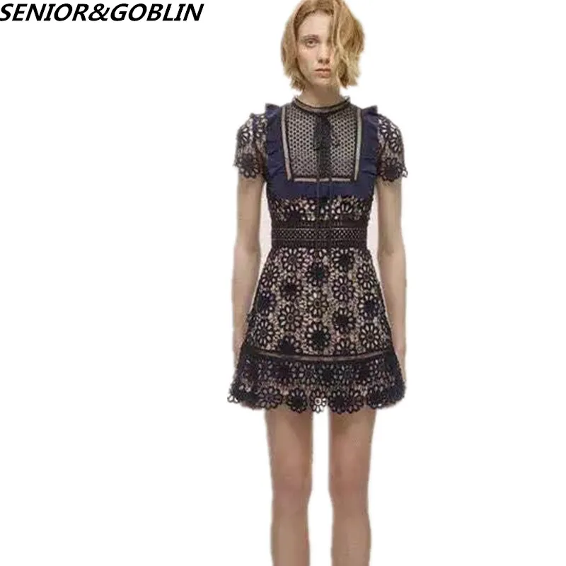 2019 Women Self Portrait Sexy Lace Dress Summer Hollow Out Ruffles Patchwork Crochet Short Sleeve Dark Blue Mini Party Dresses
2019 Women Self Portrait Sexy Lace Dress Summer Hollow Out Ruffles Patchwork Crochet Short Sleeve Dark Blue Mini Party Dresses