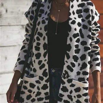 Fashion 2018 Autumn Winter Women Long Sleeve Leopard Print Sweater Cardigan Long Open Stitch Knitted Cardigan Outwear
Fashion 2018 Autumn Winter Women Long Sleeve Leopard Print Sweater Cardigan Long Open Stitch Knitted Cardigan Outwear