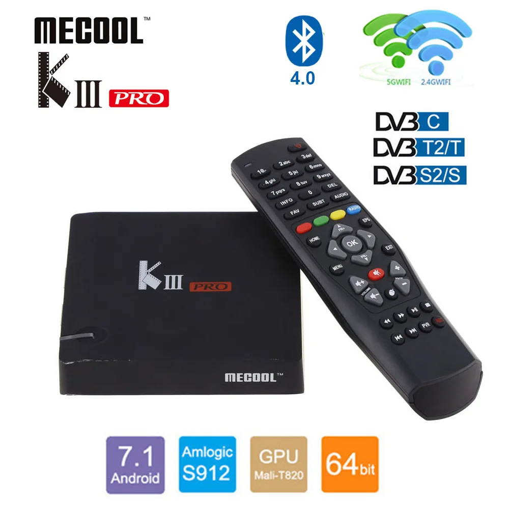 MECOOL KIII PRO DVB-T2 DVB-C DVB-S2 Android 7.1 IPTV Box 3GB 16GB TV receiver 4K 1080p Support CCCAM NEWCAMD Biss key PowerVU
MECOOL KIII PRO DVB-T2 DVB-C DVB-S2 Android 7.1 IPTV Box 3GB 16GB TV receiver 4K 1080p Support CCCAM NEWCAMD Biss key PowerVU