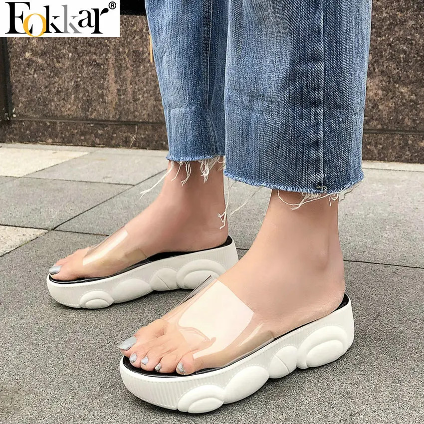 Eokkar 2019 Women Sandals Transparent Shoes Ladies Pumps Summer Slip on Flip Flop Shoes Platform Ladies Pumps Plus Size 34-45
Eokkar 2019 Women Sandals Transparent Shoes Ladies Pumps Summer Slip on Flip Flop Shoes Platform Ladies Pumps Plus Size 34-45