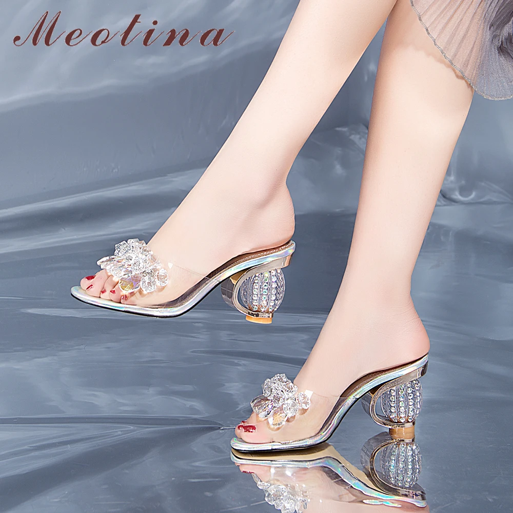 Meotina Summer Slides Shoes Women Rhinestone Strange Style Heels Shoes Transparent Flower Open Toe Slippers Ladies Sandals 34-39
Meotina Summer Slides Shoes Women Rhinestone Strange Style Heels Shoes Transparent Flower Open Toe Slippers Ladies Sandals 34-39