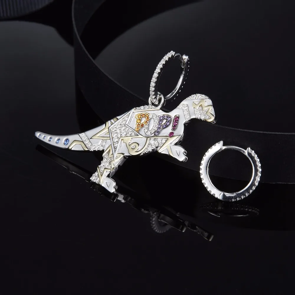 New Colorful Zircon Lucky POP ART Dinosaur Stud Earring Pure 925 Sterling Silver Zircon Monaco Women Wedding Cuff Jewelry
New Colorful Zircon Lucky POP ART Dinosaur Stud Earring Pure 925 Sterling Silver Zircon Monaco Women Wedding Cuff Jewelry