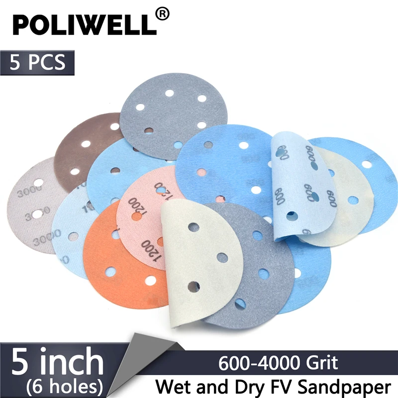 POLIWELL 125 mm 6 Holes FV Film Soft Sanding Discs Grit 600~4000 Superfine Sandpaper Waterproof for Wet and Dry Abrasive Sanding
POLIWELL 125 mm 6 Holes FV Film Soft Sanding Discs Grit 600~4000 Superfine Sandpaper Waterproof for Wet and Dry Abrasive Sanding