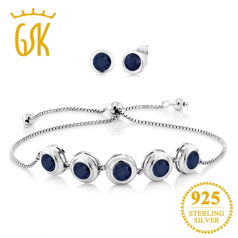 GemStoneKing 7.00 Ct Round 6mm Natural Blue Sapphire Bracelet Earrings Set 925 Sterling Silver Fine Jewelry For Women
GemStoneKing 7.00 Ct Round 6mm Natural Blue Sapphire Bracelet Earrings Set 925 Sterling Silver Fine Jewelry For Women