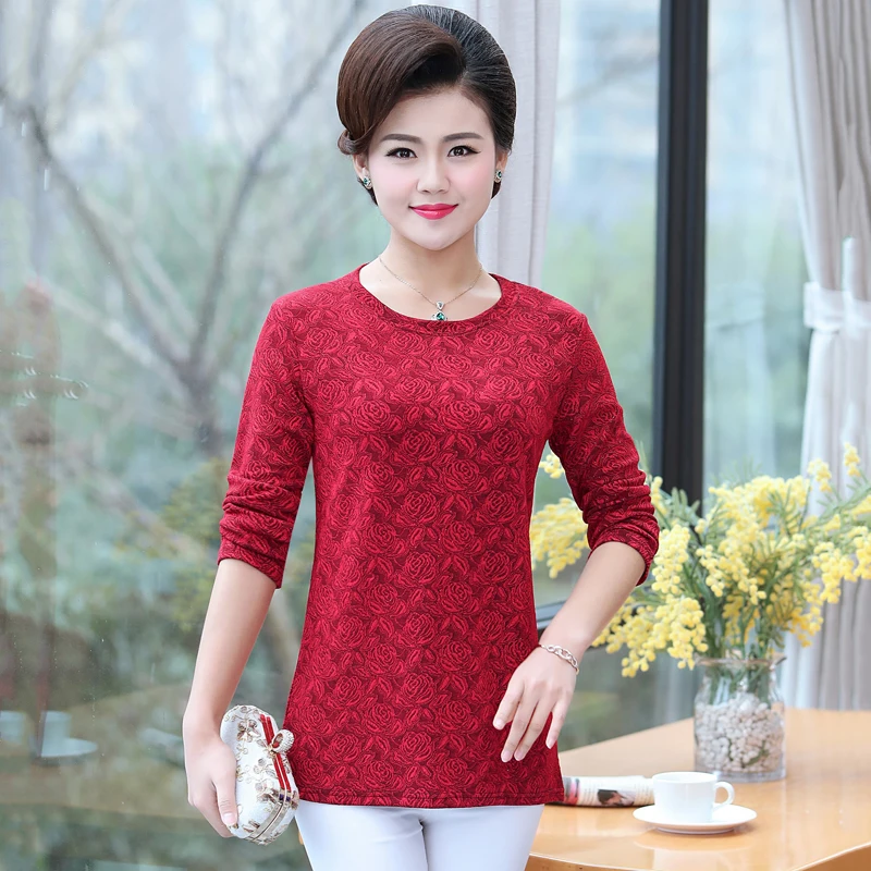 Long Sleeves Tshirt Women Pullover 2019 Autumn New Middle Age Mother Clothing Flowers Printed O-neck Top Floral Bottoming Shirt
Long Sleeves Tshirt Women Pullover 2019 Autumn New Middle Age Mother Clothing Flowers Printed O-neck Top Floral Bottoming Shirt