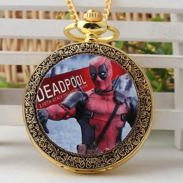 Deadpool Ultraman Animation cartoon enamel pattern golden antique Modern hours Necklace pocket watches gift
Deadpool Ultraman Animation cartoon enamel pattern golden antique Modern hours Necklace pocket watches gift