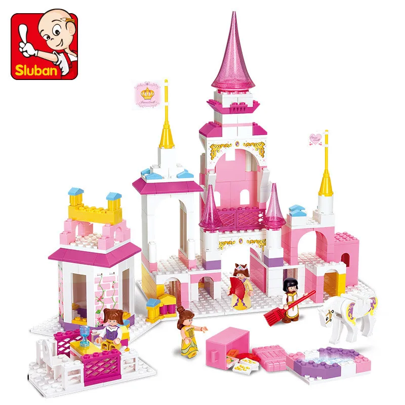 

SLUBAN 385Pcs Pink Dream Legoings Friends DIY Toy Princess Dream Castle Building Blocks Bricks Educational Toys For Children