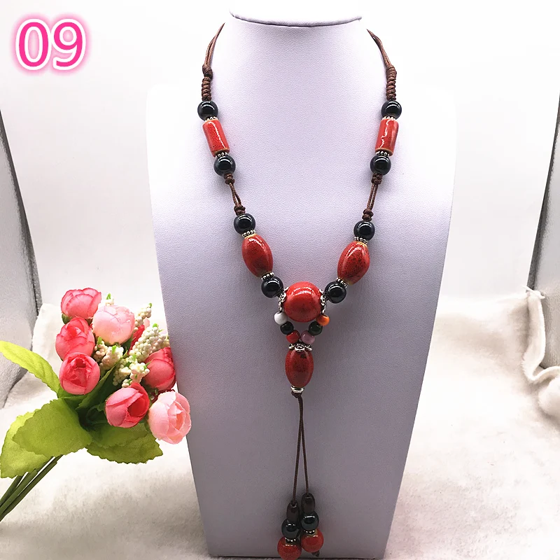 Fashion Ethnic Jewelry Traditional Handmade Ornaments Weave Wax Rope Ceramics Necklace Ceramics Beads Pendant Long Necklace #09
Fashion Ethnic Jewelry Traditional Handmade Ornaments Weave Wax Rope Ceramics Necklace Ceramics Beads Pendant Long Necklace #09