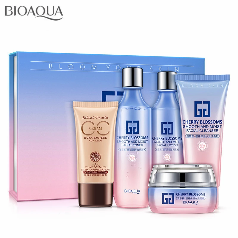 BIOAQUA 5pcs/set Cherry Blossoms Cosmetic Skin Care Products Suit Hydrating Cleansing Lotion Toner BB Cream Face Skin Care Set
BIOAQUA 5pcs/set Cherry Blossoms Cosmetic Skin Care Products Suit Hydrating Cleansing Lotion Toner BB Cream Face Skin Care Set