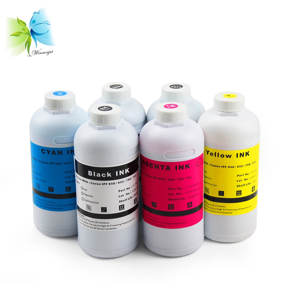 Winnerjet 6 liters pigment ink and dye ink for Canon IPF650 IPF655 IPF750 IPF755 IPF760 IPF765 inkjet ink for Canon pfi-102 104
Winnerjet 6 liters pigment ink and dye ink for Canon IPF650 IPF655 IPF750 IPF755 IPF760 IPF765 inkjet ink for Canon pfi-102 104