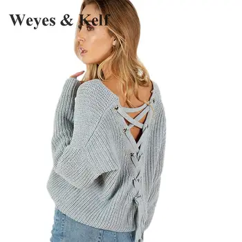 Weyes & Kelf Fashion Gray Lantern Sleeve Sweater women Bandage Criss-Cross Pullovers Womens Winter Jumpers Knitwear
Weyes & Kelf Fashion Gray Lantern Sleeve Sweater women Bandage Criss-Cross Pullovers Womens Winter Jumpers Knitwear
