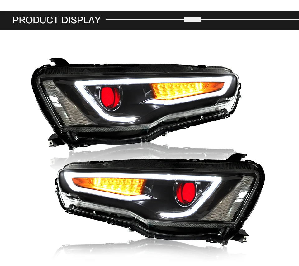 AcooSun For Mitsubishi Lancer EVO X 2008-2017 Car Headlight Assembly LED DRL Turn Signal Xenon HID Projector Lens Plug and Play (15)