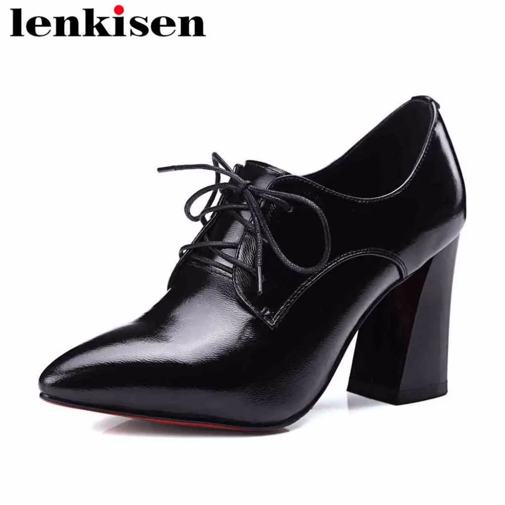 Lenkisen british style oxford thick high heels large size pointed toe lace up young girls vintage design women cozy pumps L3f4
Lenkisen british style oxford thick high heels large size pointed toe lace up young girls vintage design women cozy pumps L3f4
