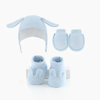 Rabbit Cotton Baby Hat Gloves Feet Set Three-Piece Newborn Boys Girls Infant Care Avoiding Capture Gloves Earflap Cap Shoes Set 
Rabbit Cotton Baby Hat Gloves Feet Set Three-Piece Newborn Boys Girls Infant Care Avoiding Capture Gloves Earflap Cap Shoes Set