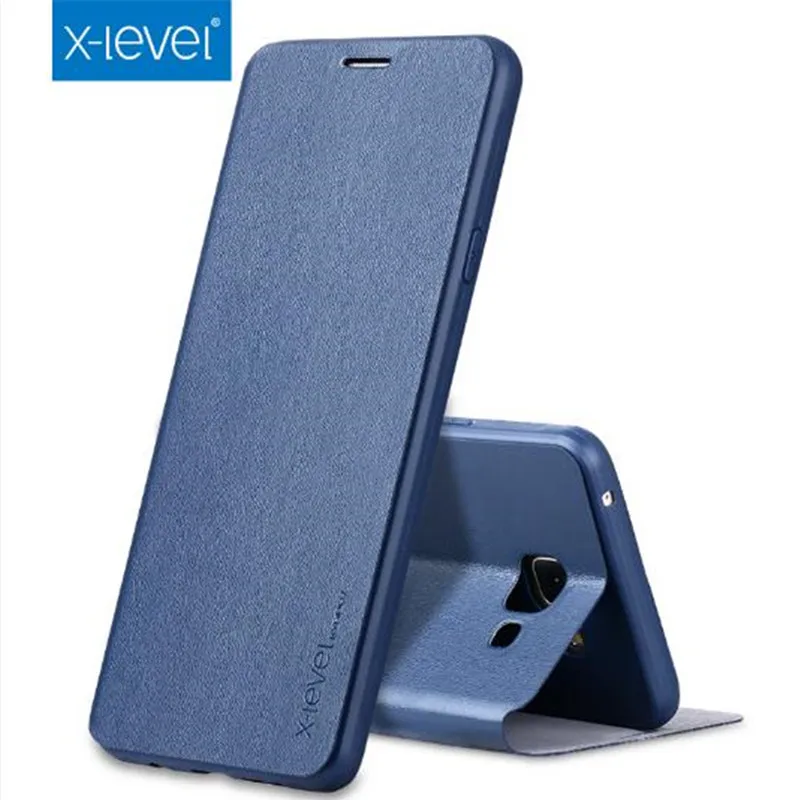 Ультратонкий кожаный чехол XLevel A720 с подставкой из ТПУ для Samsung A310 A510 A710 полностью