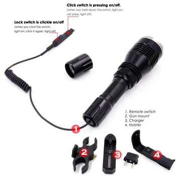 1-Mode Stainless Steel Head HS-802 Cree XM-L2 U3 LED Hunting Tactical Flashlight +1pc Charger/Holster/Remote Switch/Gun Mount
1-Mode Stainless Steel Head HS-802 Cree XM-L2 U3 LED Hunting Tactical Flashlight +1pc Charger/Holster/Remote Switch/Gun Mount