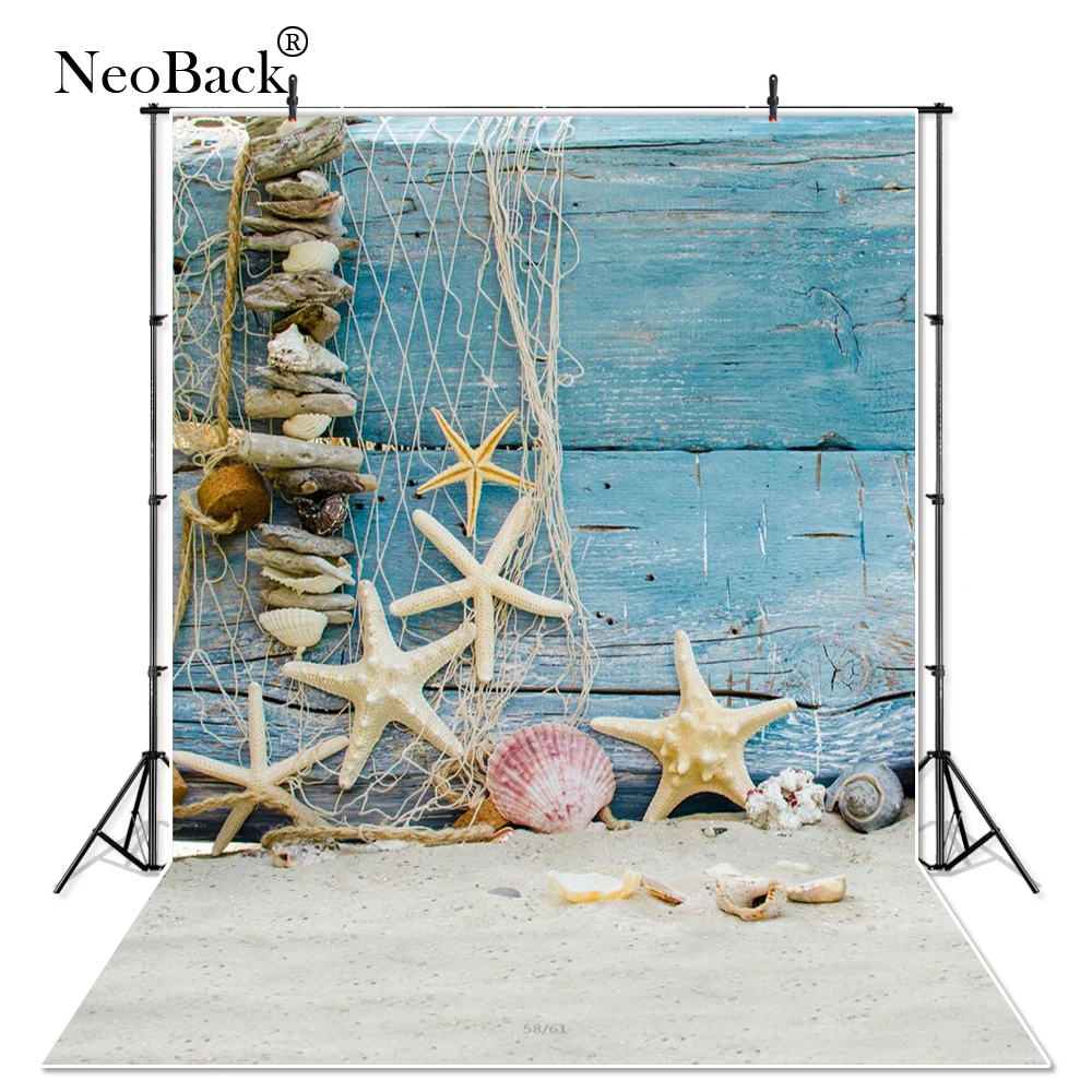 NeoBack Виниловый фон для фотосъемки с изображением летнего моря пляжа звезд рыбной