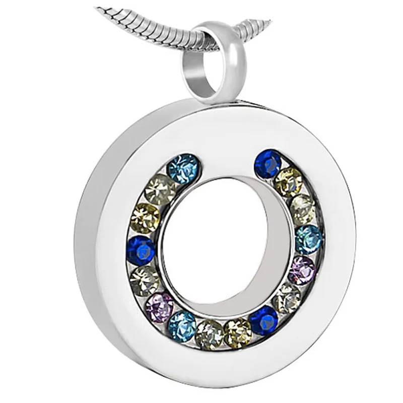 XWJ8195 Multi- color stones inlay Circle Cremation Pendant 316L Stainless Steel Material Funeral Urn for Human/ Animal Ashes
XWJ8195 Multi- color stones inlay Circle Cremation Pendant 316L Stainless Steel Material Funeral Urn for Human/ Animal Ashes
