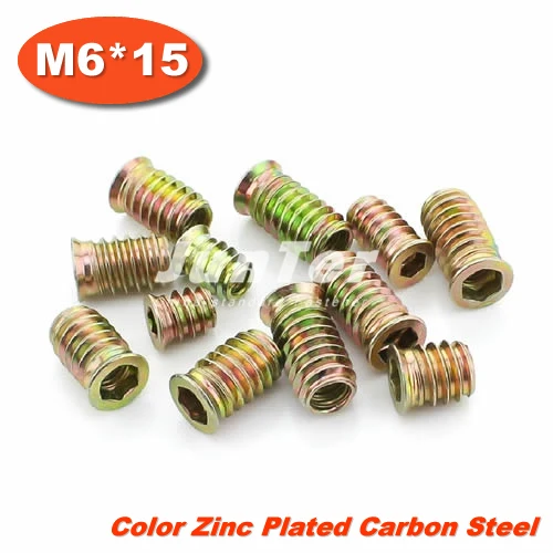 50pcs/lot M6*15 Furniture Hex Drive Head Nut Threaded Color Zinc Plated Carbon Steel For Wood Insert
50pcs/lot M6*15 Furniture Hex Drive Head Nut Threaded Color Zinc Plated Carbon Steel For Wood Insert