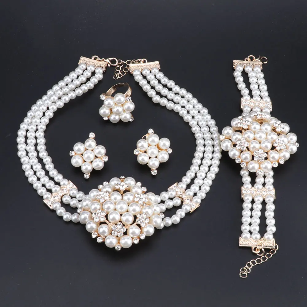 OEOEOS Nigerian Wedding African Jewelry Set Indian Bridal Jewelry Sets For Women White Simulated Pearl Necklace and Earring Set 
OEOEOS Nigerian Wedding African Jewelry Set Indian Bridal Jewelry Sets For Women White Simulated Pearl Necklace and Earring Set