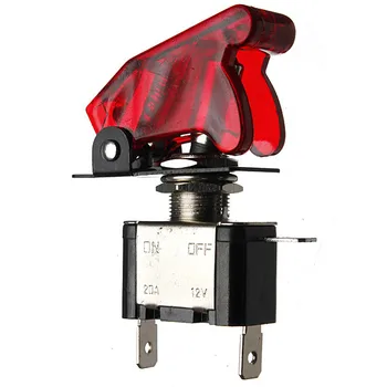 

12V 20A Motorcycle Car Modification Switch Red Illuminated LED Toggle Switch Control ON/OFF+Aircraft Missile Style Flip Up Cover