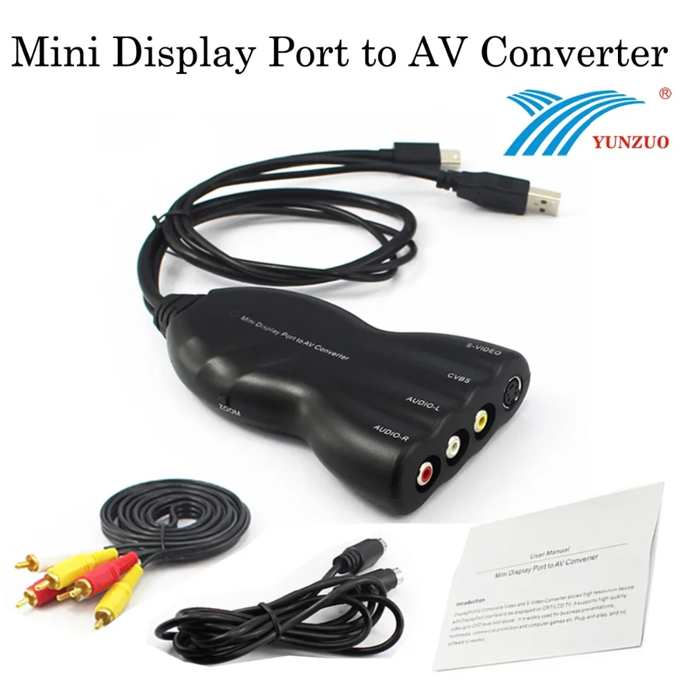 CE MINI DP to AV converter USB/mini display/Audio input Audio L/R AV/CVBS/S-Video Output Adapter Cable CRT/LCD TV DVD interface
CE MINI DP to AV converter USB/mini display/Audio input Audio L/R AV/CVBS/S-Video Output Adapter Cable CRT/LCD TV DVD interface