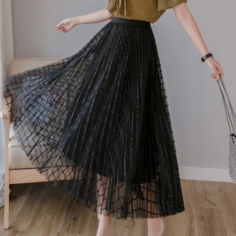Spring Summer Midi Women Skirt High Waist A Line Geometric Kawaii Tulle Skirt Cute Long Pleated tutu Skirt Female 2019 tulle
Spring Summer Midi Women Skirt High Waist A Line Geometric Kawaii Tulle Skirt Cute Long Pleated tutu Skirt Female 2019 tulle